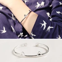 high quality cute silver plated jewelry creative animal kitty cat adjustable female beautiful bracelets sl005