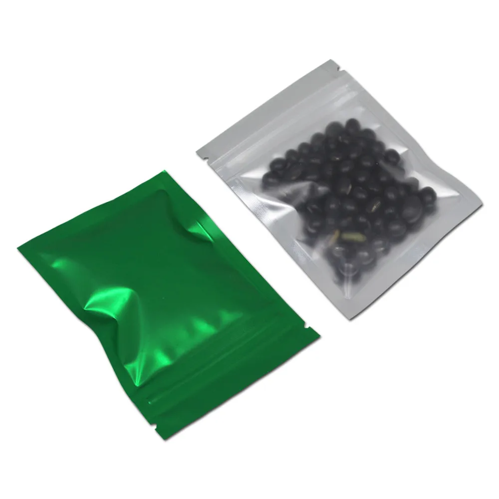 Green 100 шт, 9 цветов, сумки из алюминиевой фольги, тепловое уплотнение, застежка-молния, плоская посылка, карман, сумки для конфет, специй, хранения, защита от запаха, майларовая сумка - Цвет: Green