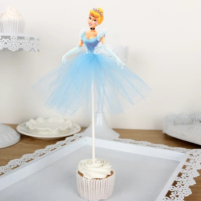Cinderella 10 X Принцесса Белль/Жасмин/Аврора торты топперы для девочек день рождения, вечеринка Тиана/Золушка/Ариэль/запутанный Декор кекса поставка - Цвет: Cinderella