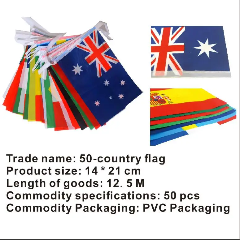 KAFNIK FLAG 14*21cm String flag 50 countries European Cup bar hanging flags | Flags