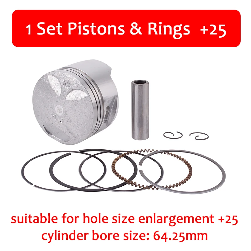 1 set Piston Ring 25 Детали двигателя мотоцикла поршни кольца набор 64 мм STD Стандарт+ 25+ 50+ 75 Размер цилиндра для Honda Steed400 BROS400 Shadow400 - Цвет: 1 set Piston Ring 25