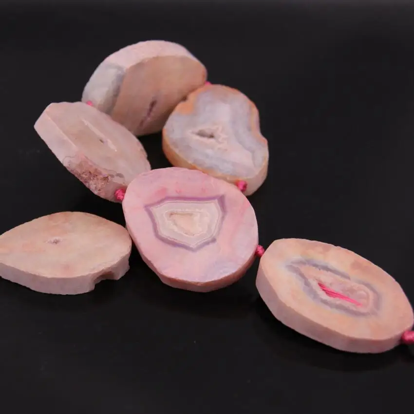 Прибл. 8 шт./нитка большой размер розовые необработанные Агаты бриллиантовые