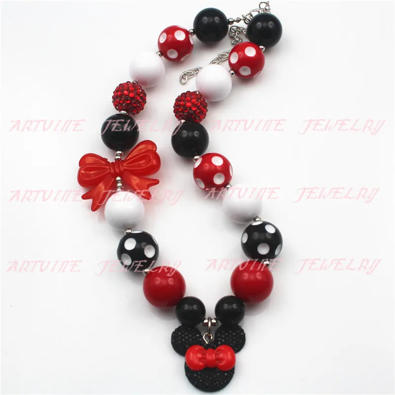 Красный узел Микки Мауса набор ожерелья для девушек массивное ожерелье жвачка