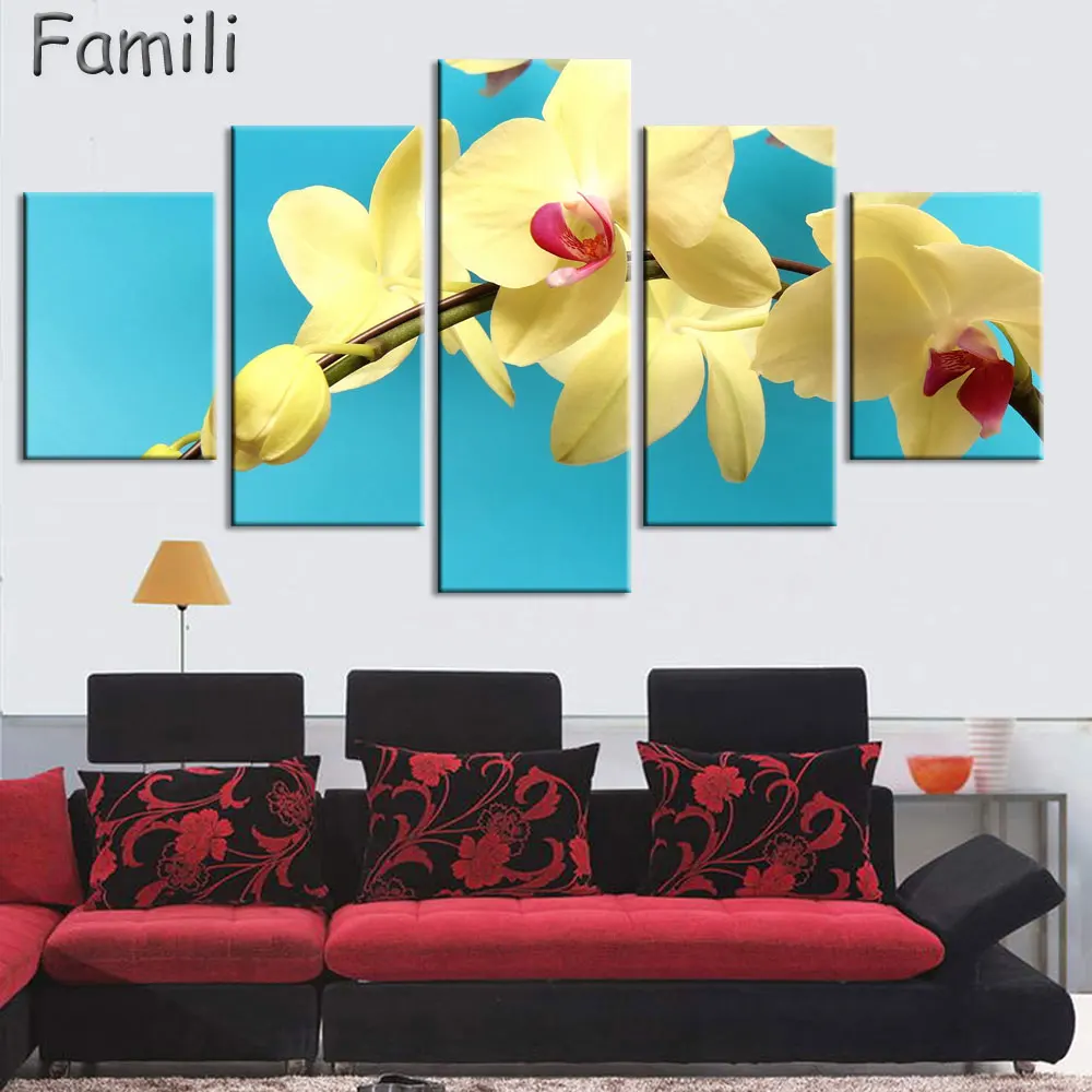 Картина маслом на холсте Орхидея 5 панелей без рамки|wall pictures|oil paintingcanvas oil painting |