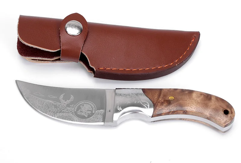 KKWOLF нож для охоты в Североамериканском стиле с фиксированным лезвием кемпинга 440C