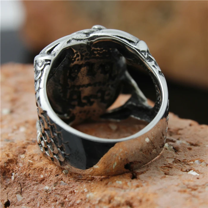 Мужское кольцо с Когти орла Gecko из нержавеющей стали 316L|ring cameo|ring with black stonestone ring |