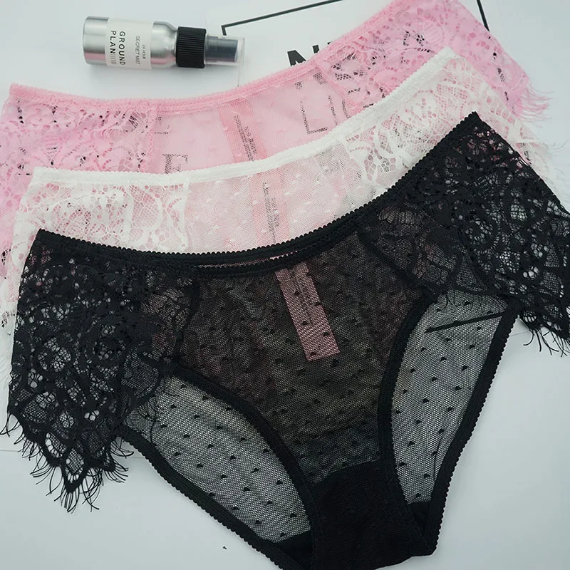 Женские прозрачные кружевные трусы V11 легкие в горошек европейский стиль|Женские