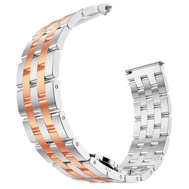 Silver Rose Gold 22 мм Нержавеющая сталь ремешок для часов для samsung Шестерни S3 Galaxy Watch 46 мм ремешок Застежка-бабочка браслет для huawei часы GT - Цвет ремешка: Silver Rose Gold