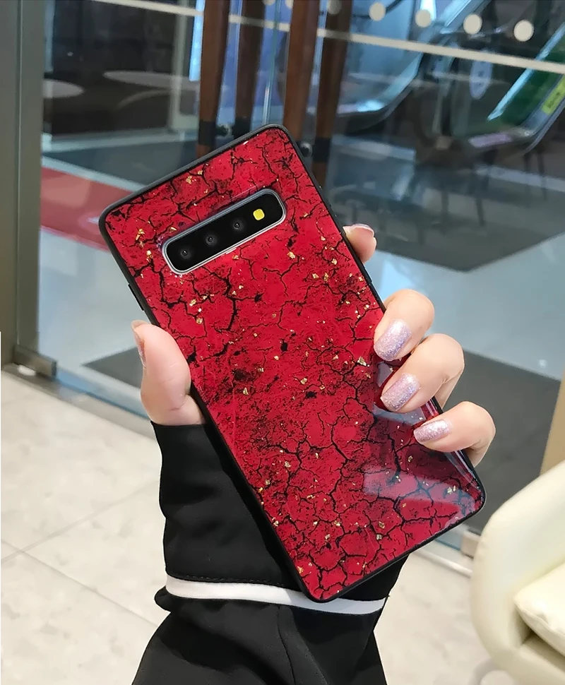 Only Case Red Эпоксидная смола золото Фольга драгоценный камень чехол для телефона для samsung Galaxy A8 A9 A6 A7 A5 A6S A8S A10 A20 A30 A40 A50 A70 A90 A40S Чехол-держатель с кольцом - Цвет: Only Case Red