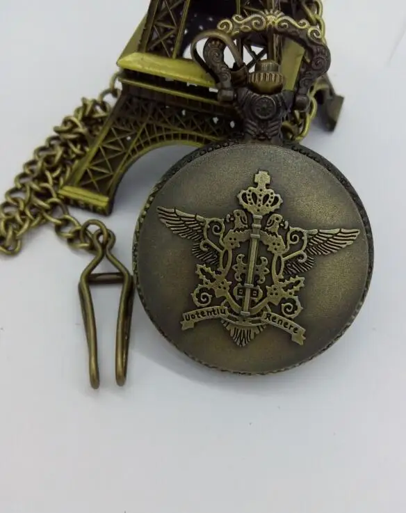 

Black Butler Butler Sebastian Theme Pocket Watch With FOB Chain Free Shipping