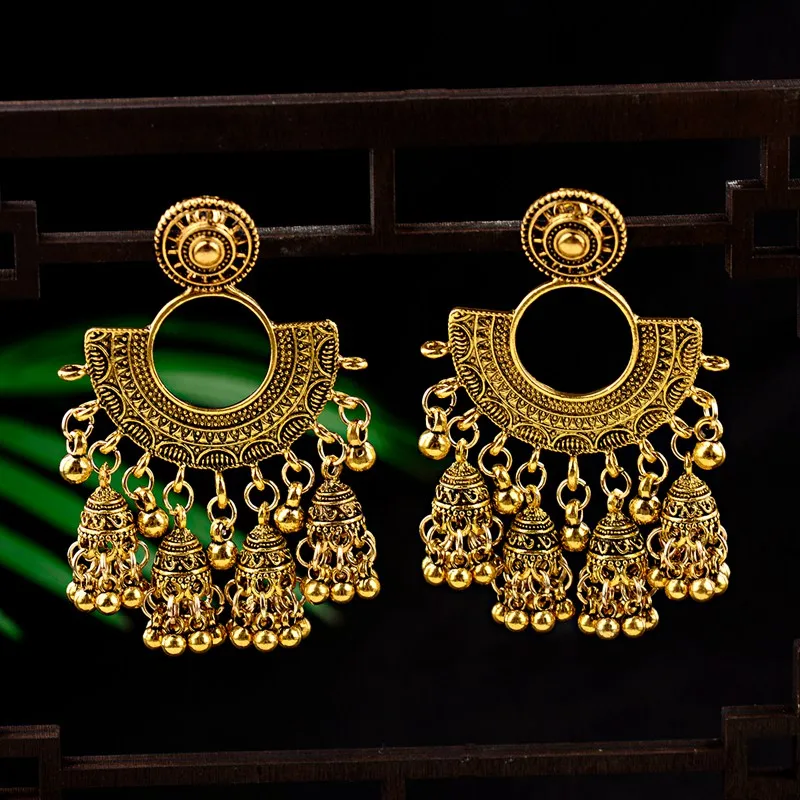 Этнические Модные женские Золотые сережки jhumka индийские этнические