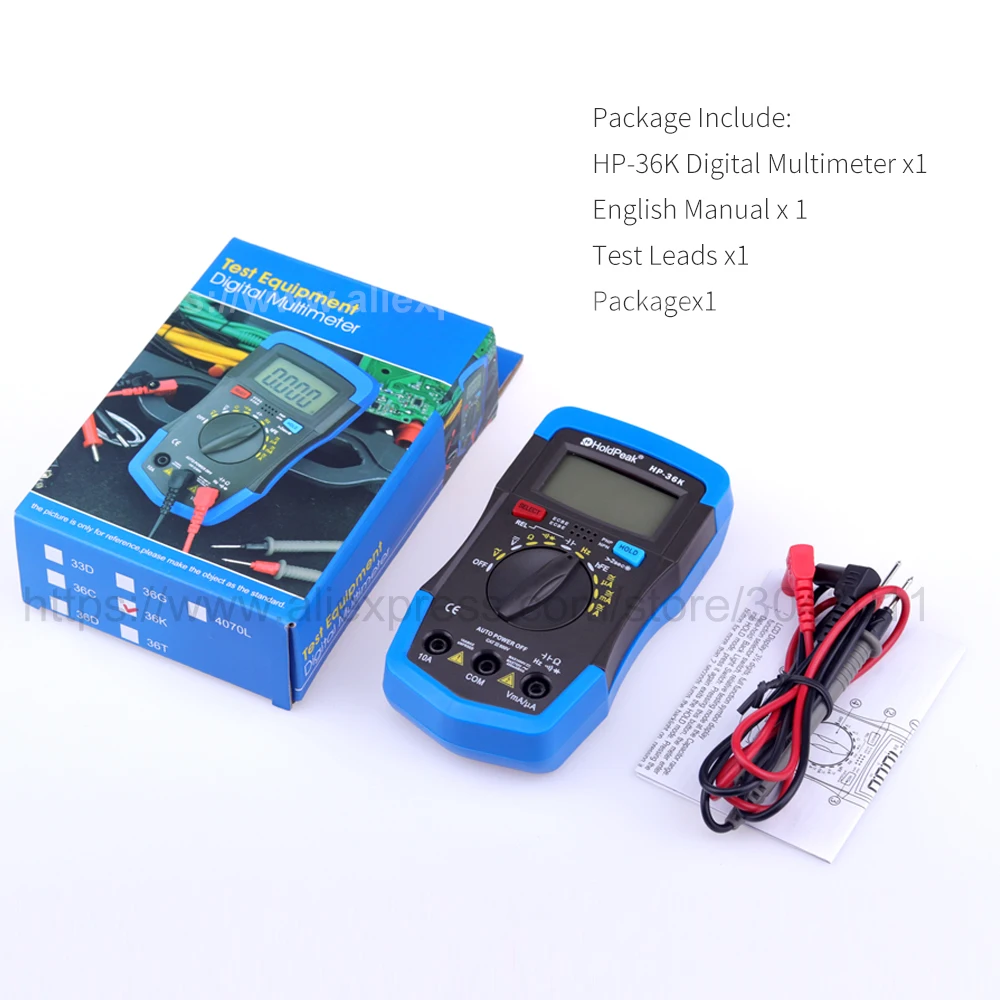 HoldPeak HP-36K DC/AC мини цифровой мультиметр 3999 дисплей Портативный конденсатор
