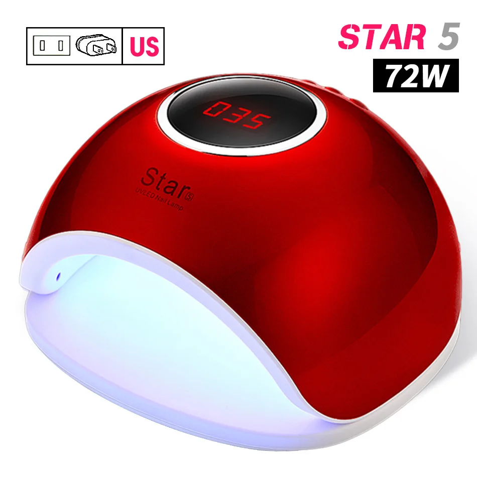 72W Red US Plug ROHWXY 72 Вт/54 Вт SUN X5 УФ светодиодный гель-лампа для ногтей Сушилка для ногтей светодиодный дисплей лампа для маникюра Сушилка для ногтей инструмент для дизайна Гель-лак отверждаемая лампа - Цвет: 72W Red US Plug