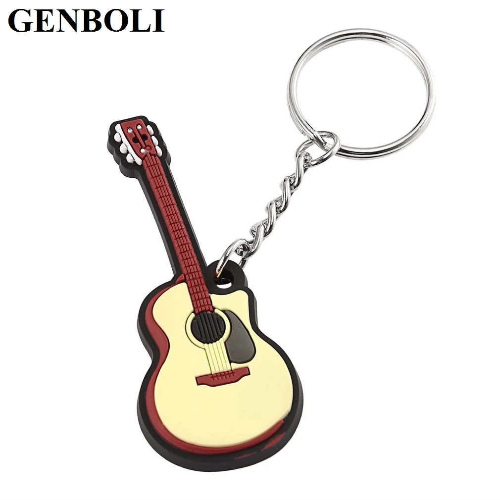 GENBOLI Music Violin Shape Silicone Keychain Key Ring Caps Chain Lovely Holder Pendant Gift For Men And Women | Украшения и
