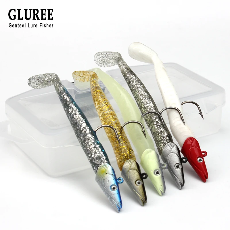 GLUREE 5Pcs/Lot Fish Type Lead Head Fishing Lure 11cm 22g Soft Artificial Bait Single Hook Jigging | Спорт и развлечения