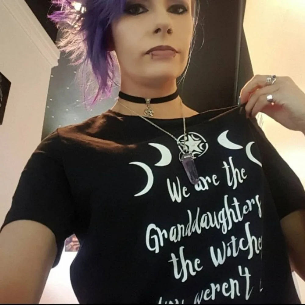 Женская готическая Черная футболка We Are The granddogs Of ведьмы Grange Moon|Футболки| |