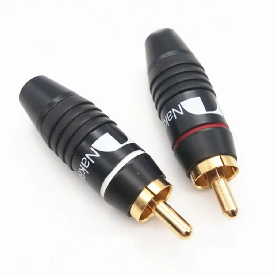 EClyxun 10 шт. латунный Nakamichi RCA Штекерный разъем аудиокабель Позолоченный черный для