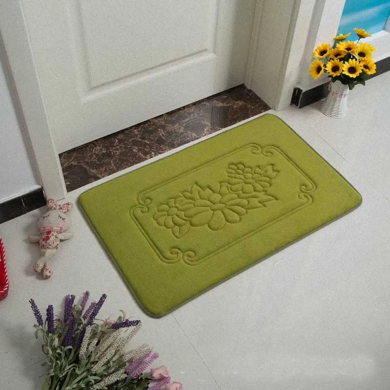 green flower Нескользящий абсорбирующий ковер для кухонной ванны, мягкий коврик из пены с эффектом памяти, коврик для ванной комнаты, коврик для ног - Цвет: green flower