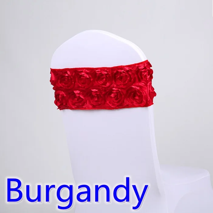 Burgandy Красочный романтический стул из лайкры sash повязка из спандекса галстук-бабочка для роскошных Свадеб украшения для стульев атлас с розочками кушак - Цвет: Burgandy