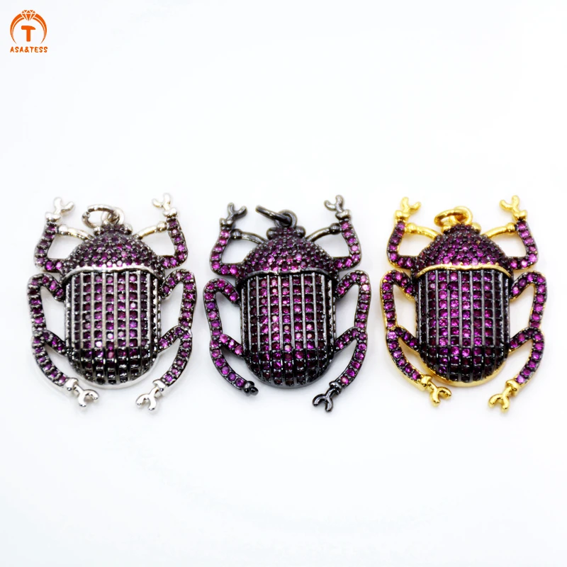 Подвеска в виде жука золотого черного серебряного цвета с кубическим цирконием