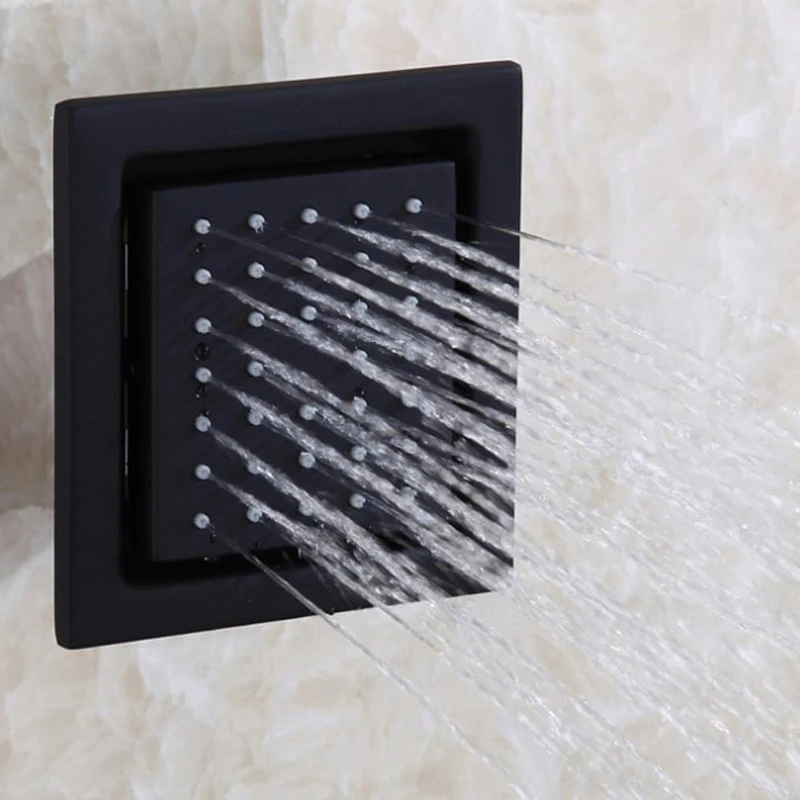 Bathroom Shower 3 Ways Black Faucets Set Rainfall LED Head Hot Cold Mixer Tap 50cm Showerhead With Body Spray Jets | Обустройство