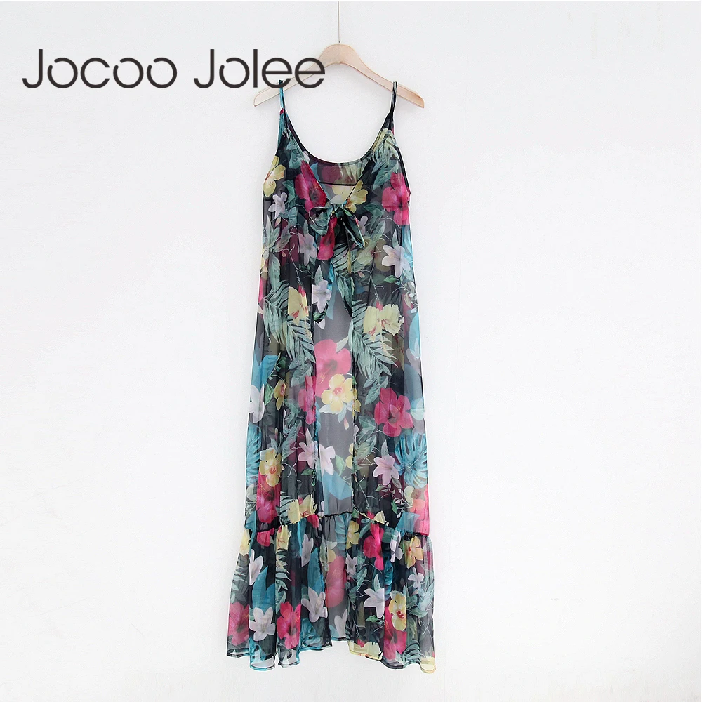 Платье Jocoo Jolee женское с цветочным принтом пикантное Модное Длинное пляжное