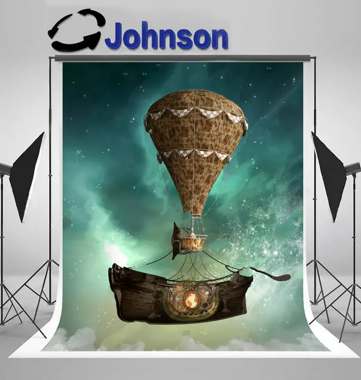 Механик стимпанк Airship голубое небо фон виниловая ткань Высокое качество