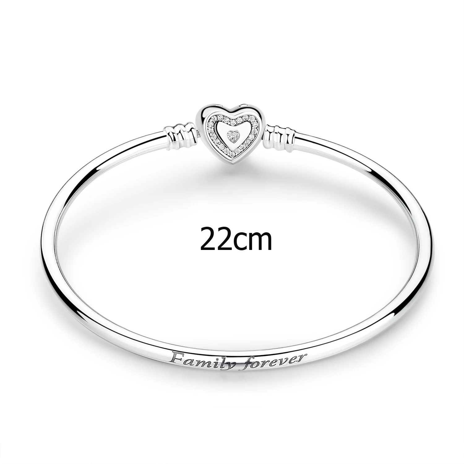 22cm Новые Аутентичные 925 пробы серебряные ювелирные изделия Fit Пан шарик шарма желаемое Сердце CZ браслет с застежкой Family Forever моменты браслеты сделай сам - Окраска металла: 22cm