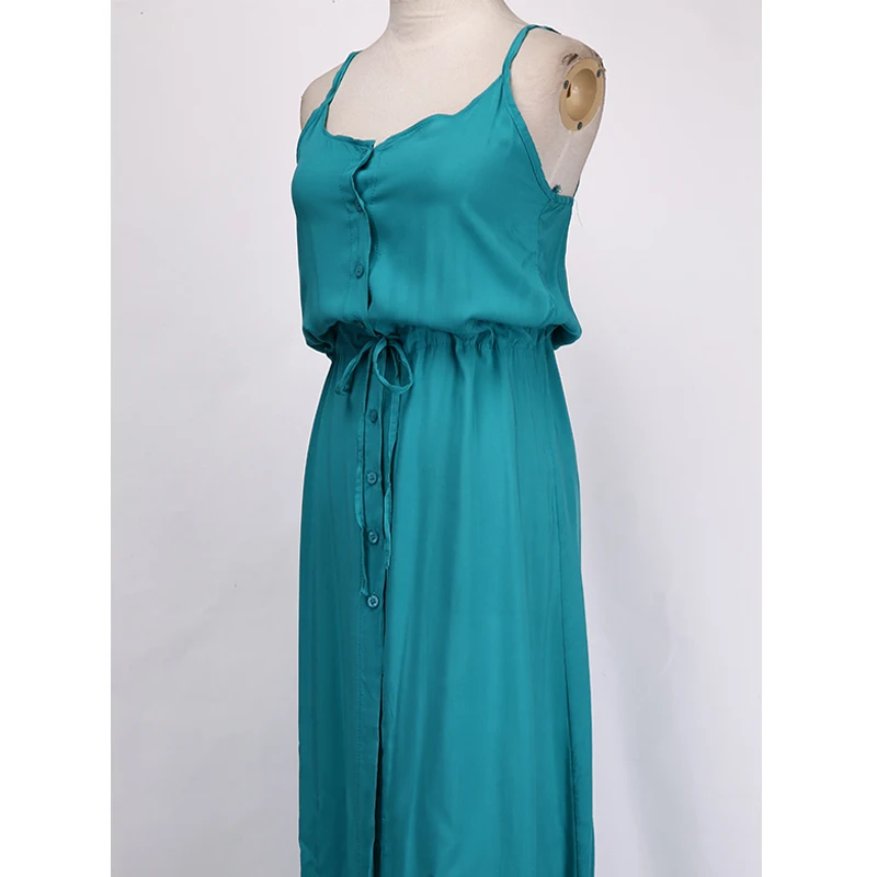 2018 Новое Стильное модное женское шифоновое длинное платье на пуговицах без