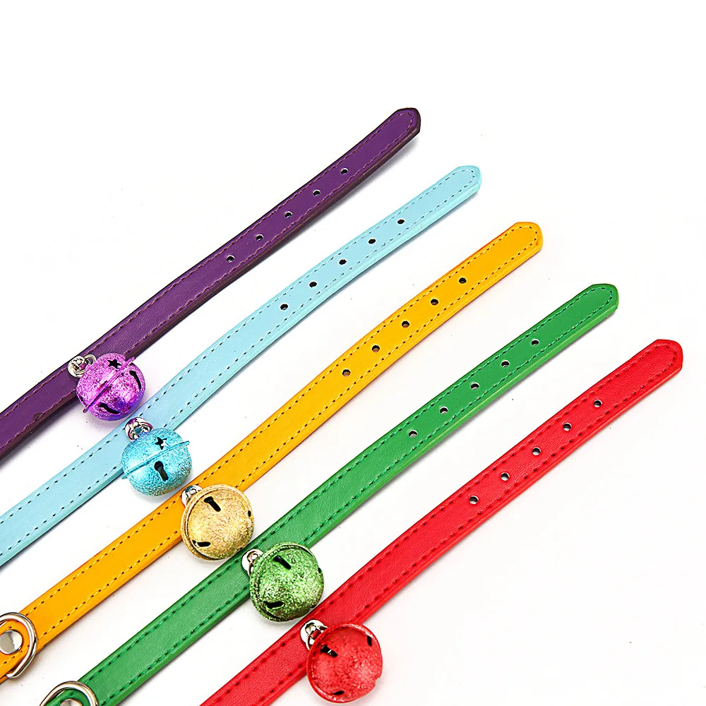 Кожаный собачий ошейник с колокольчиком для маленьких и больших кошек средних