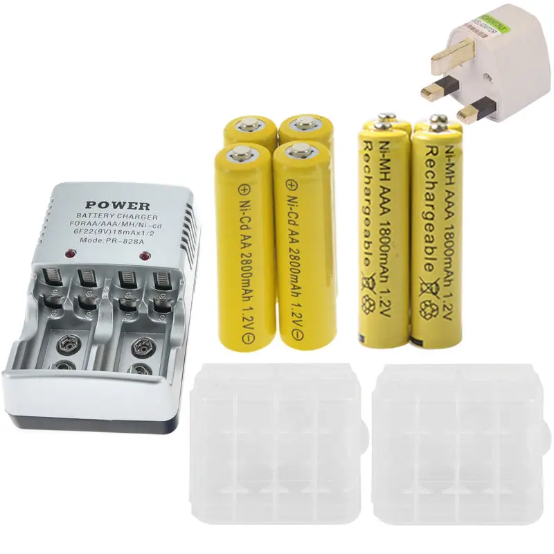 

24x AA Ni-cd 2800mAh +24x AAA 1800mAh NI-MH 1.2V Rechargeable Battery+12pcs Battery case +1pc Charger