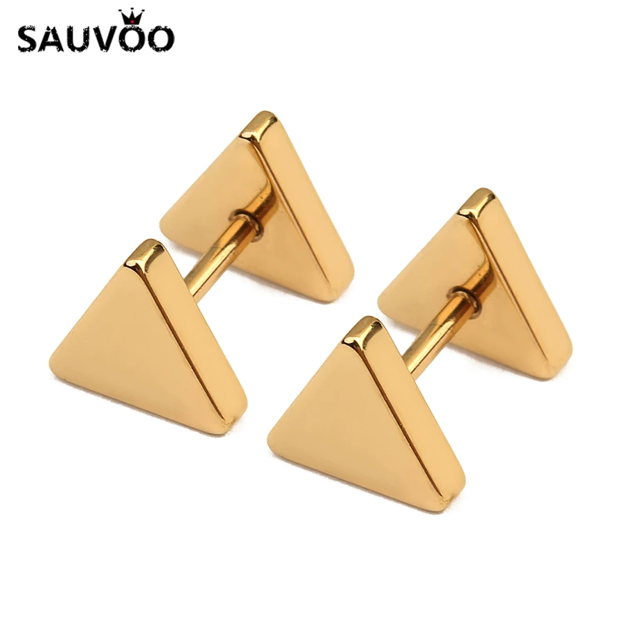 Мужские серьги-гвоздики из нержавеющей стали золотого Серебряного и черного