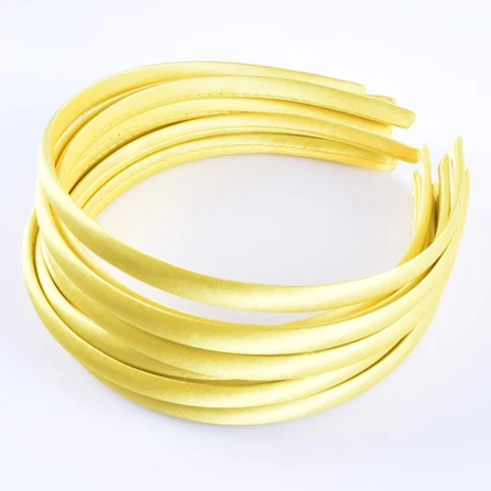 MAIZE 60 шт./лот, сатиновые повязки для волос DIY, 10 мм, одноцветная ткань, покрытая смоляной повязкой для волос, пластиковые повязки для волос для девочек, повязка для волос для женщин - Цвет: MAIZE