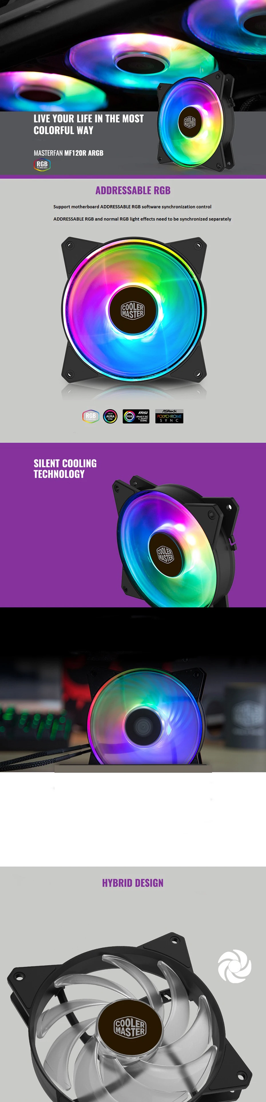 Кулер Мастер MF120 ARGB 12 см RGB 5 V/3PIN компьютер чехол тихий PWM Fan PC радиатор Процессор радиатор водяного охлаждения 120 мм заменяет вентиляторы