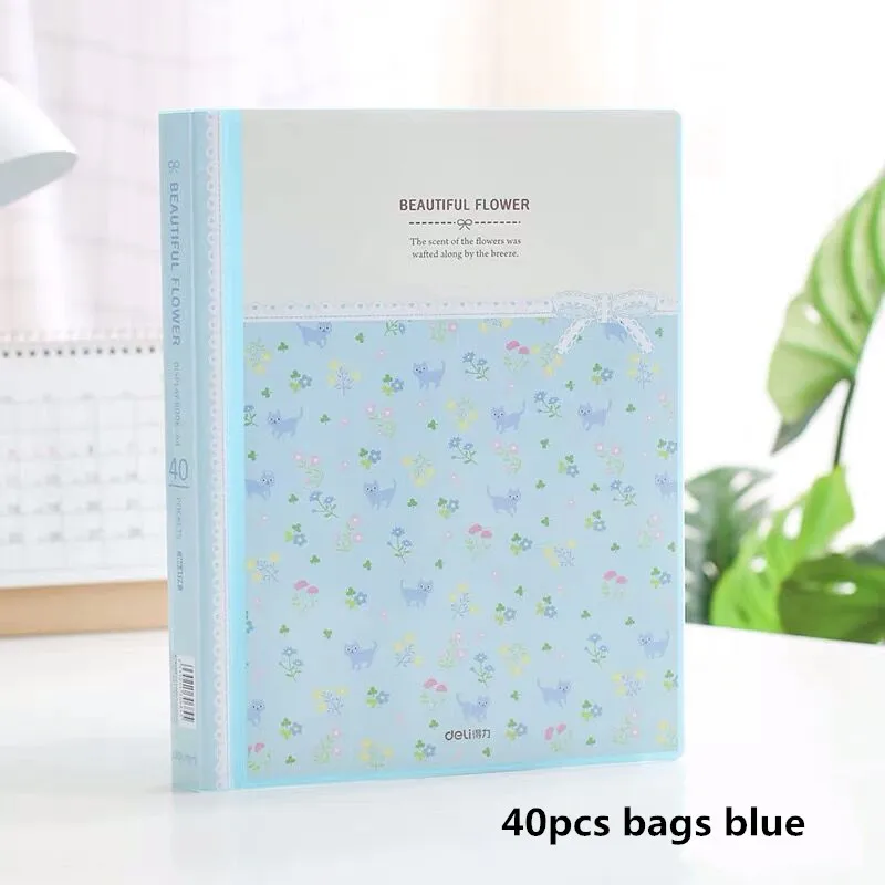 40pages blue 80 страниц водонепроницаемый многослойный вкладыш A4 папка для файлов сумка органайзер для документов сумка бумажный чехол для хранения музыкальный балл клип коробка для брошюр - Цвет: 40pages blue