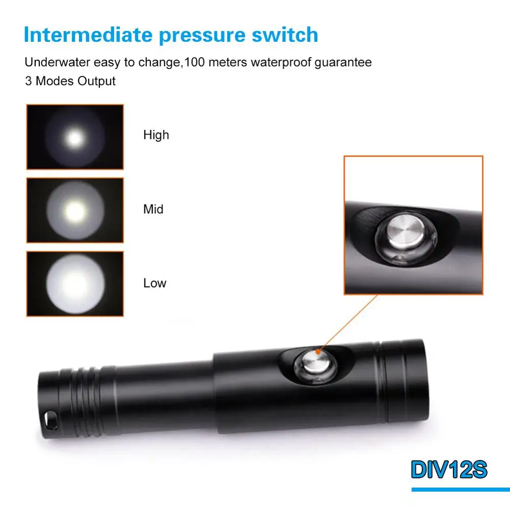 구매 Asafee 밤 다이빙 손전등 스쿠버 토치 18650 크리어 XM-L2 U4 LED 휴대용 방수 동굴 다이빙 토치