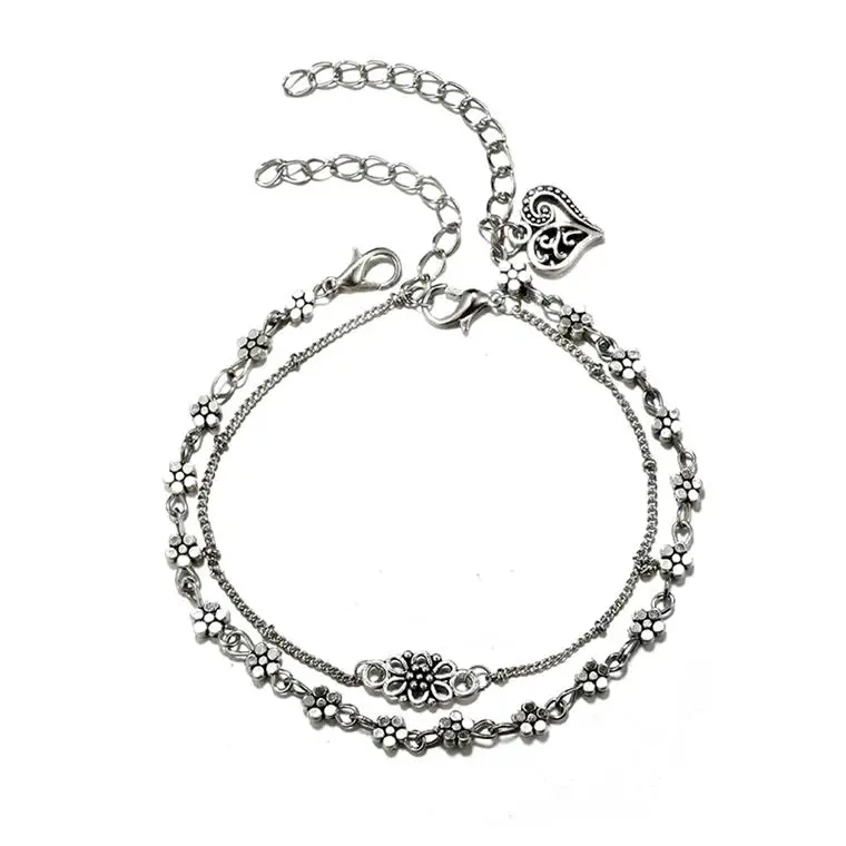 6365-silver HuaTang цепочка «Богема» ножной браслет геометрический рыбий хвост цветок дельфин слоистый ножной браслет женский модный ножной браслет массивные украшения - Окраска металла: 6365-silver