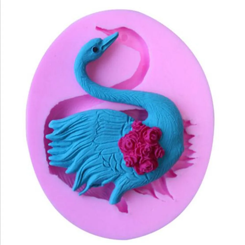 

Cake Decoration Lovely Noble Swan Wings with Rose 3D Liquid Silicone Pastry mould Pudding Ice Cube Soap Molds