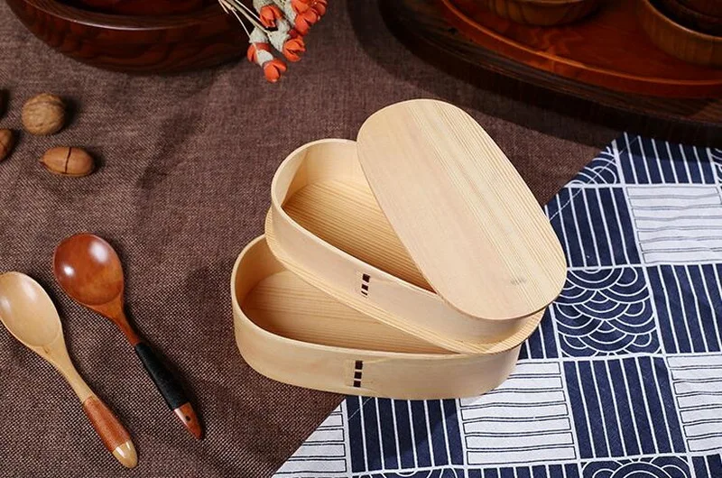 Из двухслойной древесины инструменты японский ящик для хранения bento box студенческие деревянные суши Сова коробка для хранения