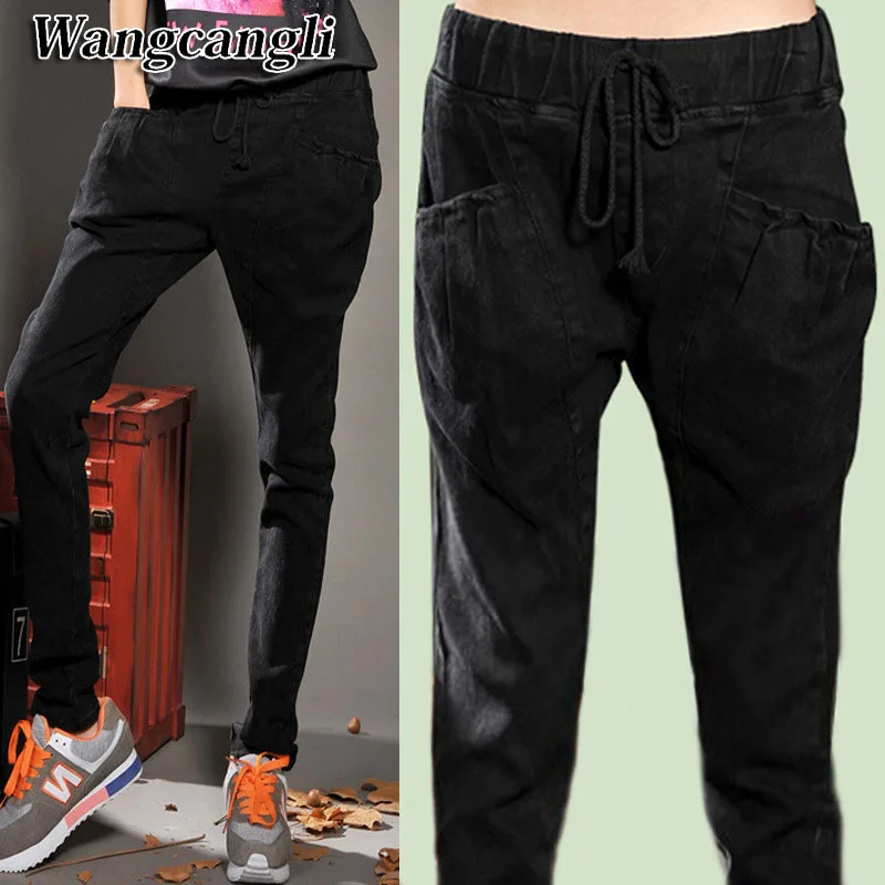 Лидер продаж 2015 винтажные рваные джинсовые брюки-султанки из потертого