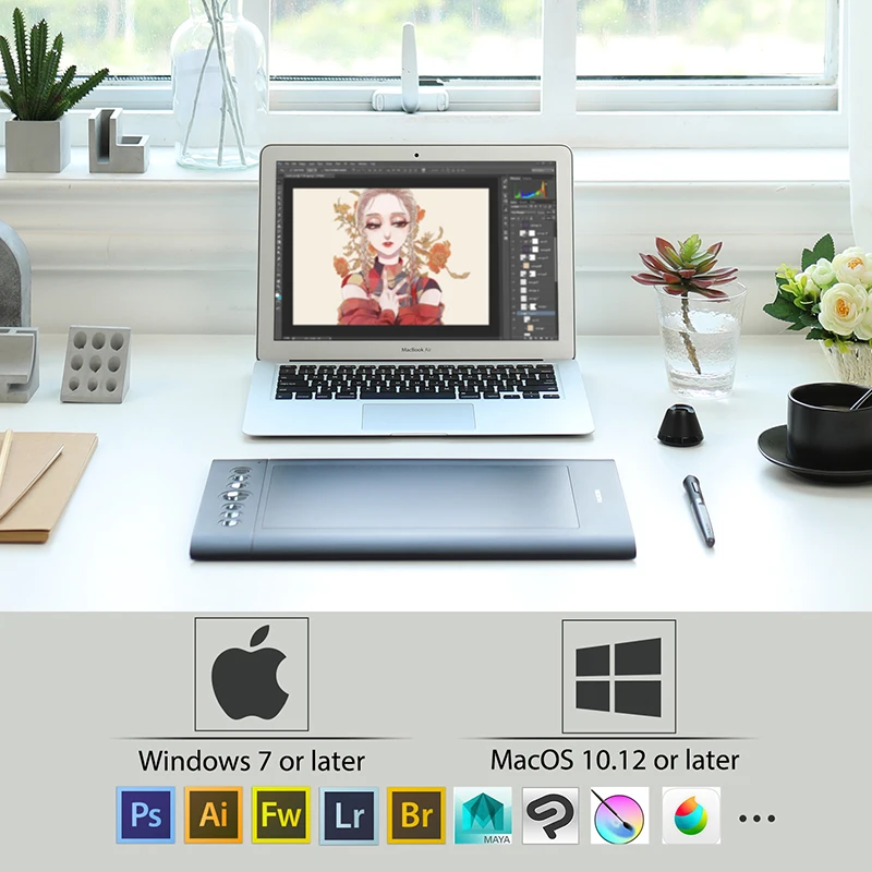 HUION H610 PRO V2 Graphic Drawing Digital Tablet 8192 Levels Tilt Function Battery-Free Pen android with 8 Press 16 Soft Keys