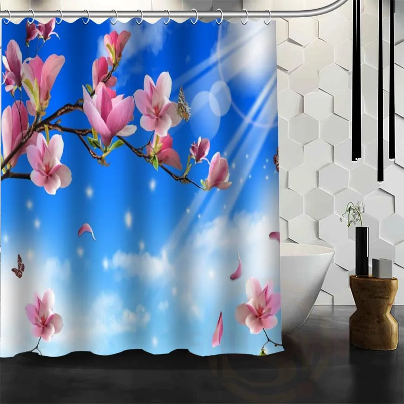 

Best Nice Custom Spring Nature Flowers Shower Curtain Bath Curtain Waterproof Fabric For Bathroom MORE SIZE WJY&130