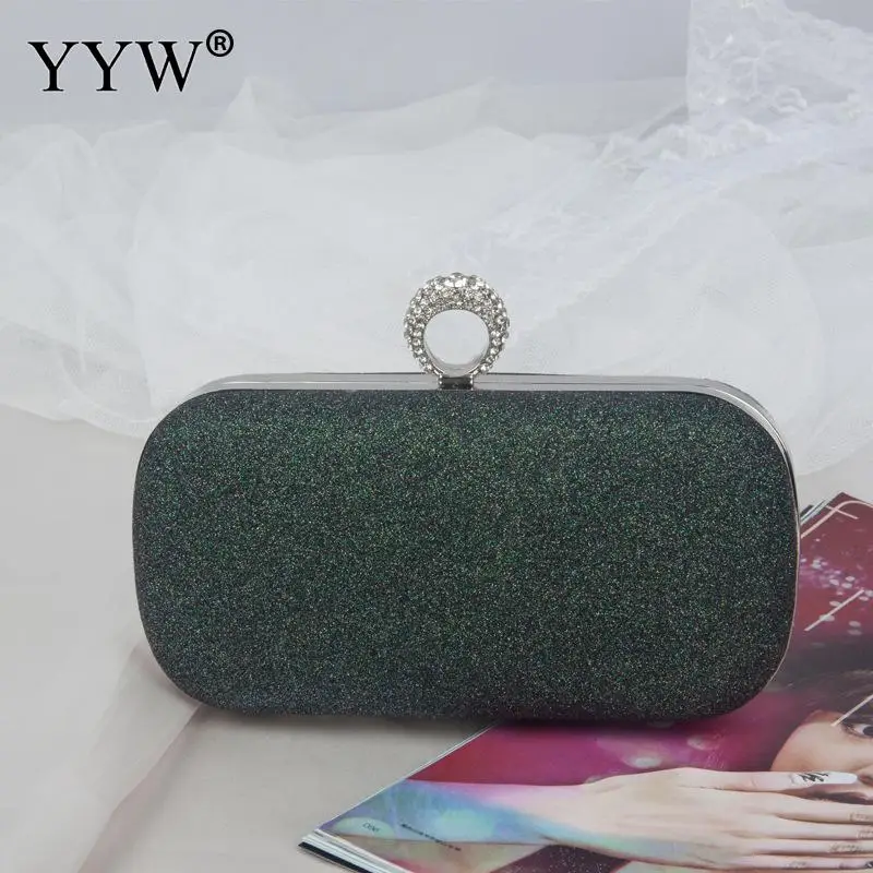 dark green YYW модный зеленый Свадебный клатч мини-сумочка с кольцом кошелек клатчи женские Sac основной Femme роскошные женские сумки дизайнерские - Цвет: dark green