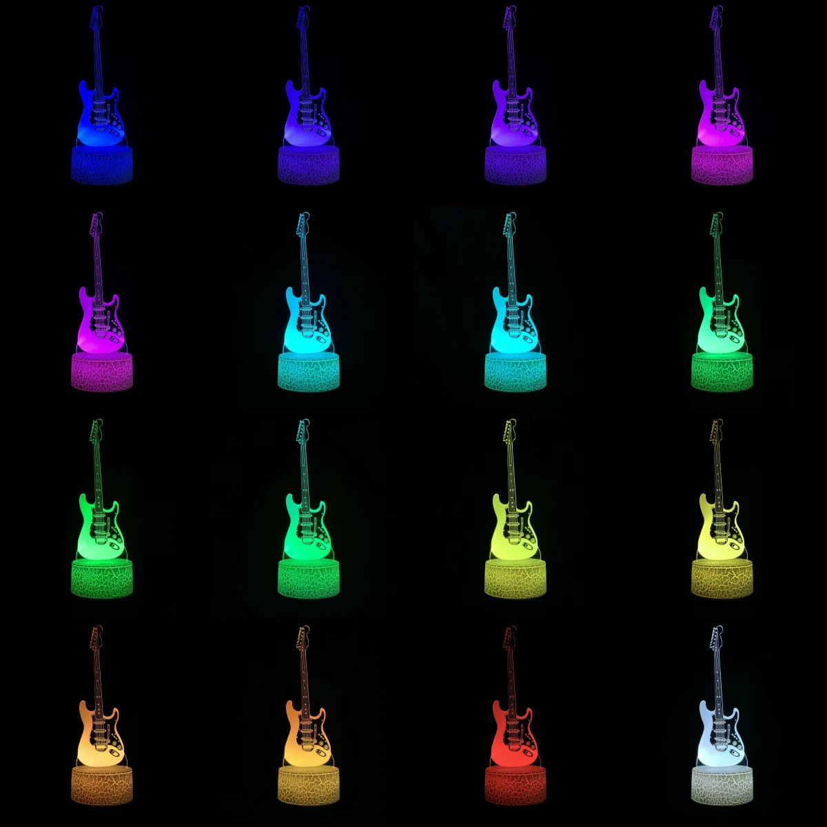 Музыкальный инструмент гитара бас 3D лампа RGB светодиодный ная лампочка USB