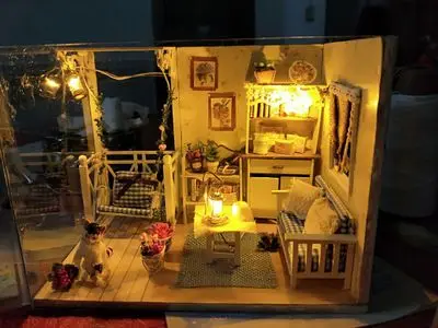 Кукольный дом мебель Diy Миниатюрный пылезащитный чехол 3D Деревянный Miniaturas кукольный домик игрушки кошка подарки на день рождения дневник котенка