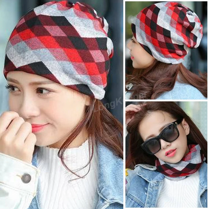 red STYLE 2 Длинный хранитель, новая мода, женская вязаная теплая шапка, шарф, три б/у, Женская Цветочная шапка, шапочка, Skullies для девочек, Осенние шапочки, шапка - Цвет: red STYLE 2
