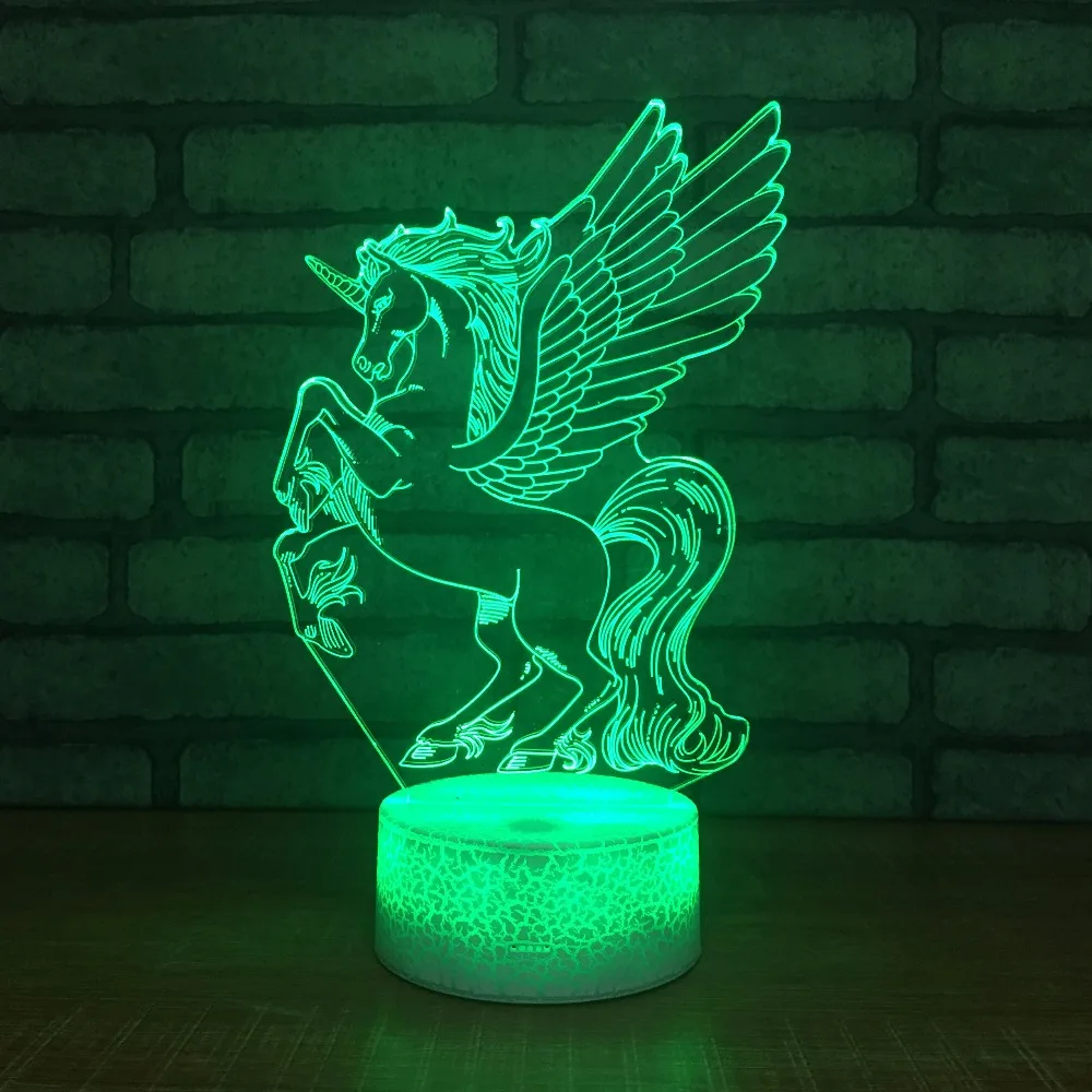 Cute Unicornio LED 3D Night Light 7 Colors Baby Unicorn Party Lamp Luminaria Horse Animal Bedroom Table Decoration | Лампы и освещение