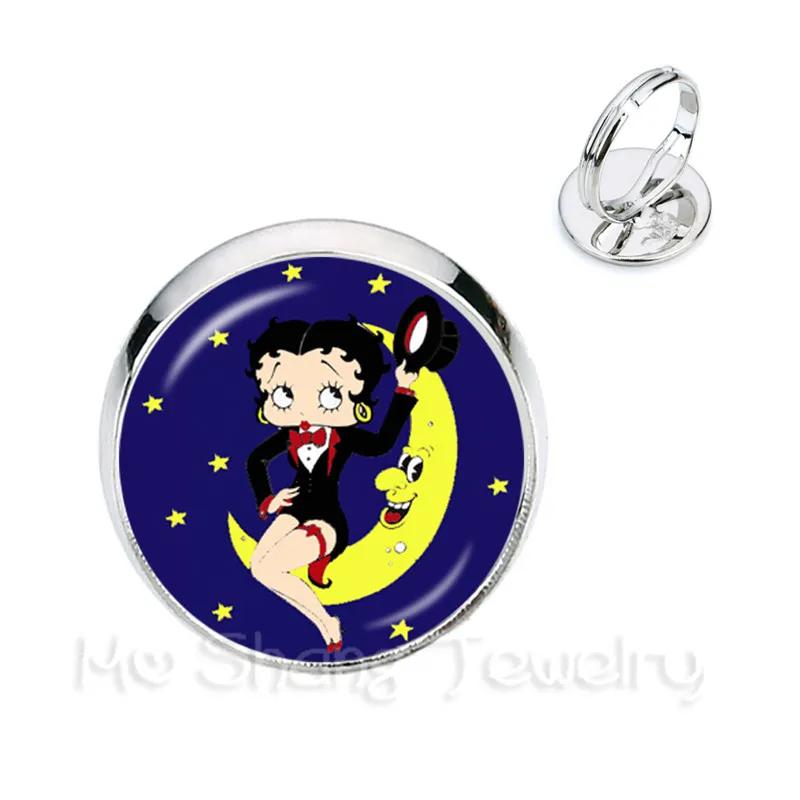 Классический мультипликационный персонаж Betty Boop стекло Кольца с кабошоном