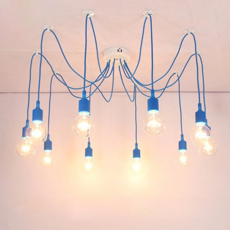 

LukLoy DIY Pendant Light Hanging Lamp, Colorful Long Cords Spider Light Drop Lights for Kitchen Living Room Bedroom Decoration