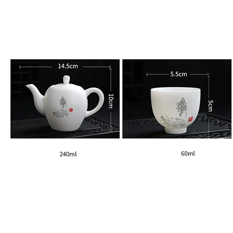 

Retro Buddha's Head Printed Teapot Kettle Ceramic Tea Set Include 1 Teapot 2 Teacups Chinese Travel Ceramic Portable Teaset